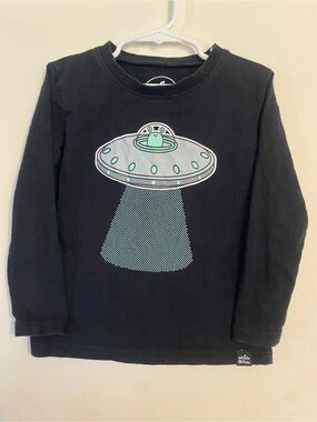 Whistle & Flute UFO spaceship Alien Shirt size 5-6 black long sleeve kids